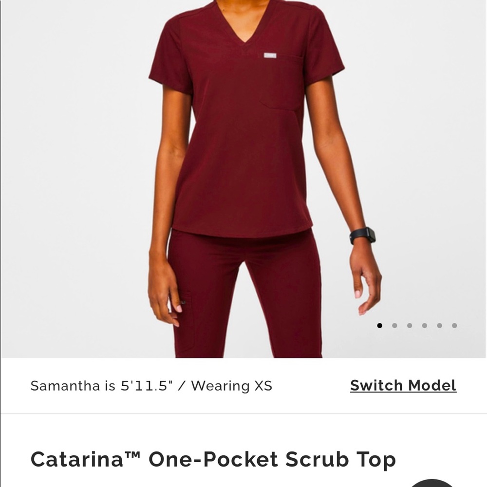 Burgundy scrub top from Wearfigs Small